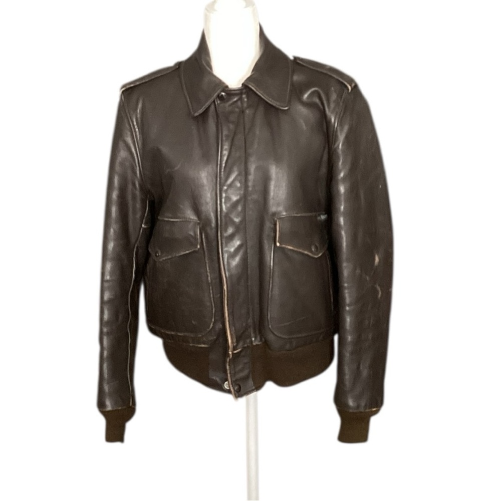 Vintage Mens Schott 1940s Aviator Flight Leather Bomber Jacket Size 40